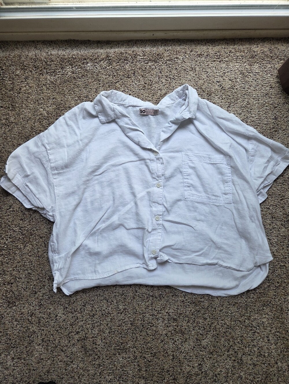 SO Juniors' Lightweight White Button-Front Women’s Top